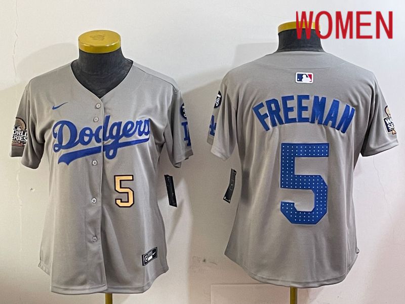 Women Los Angeles Dodgers #5 Freeman Grey Game 2024 Nike MLB Jersey style 12051